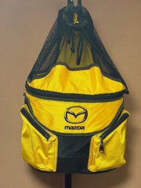 Mazda Yellow Black Insulated Cooler Backpack - Mesh Drawstring Top